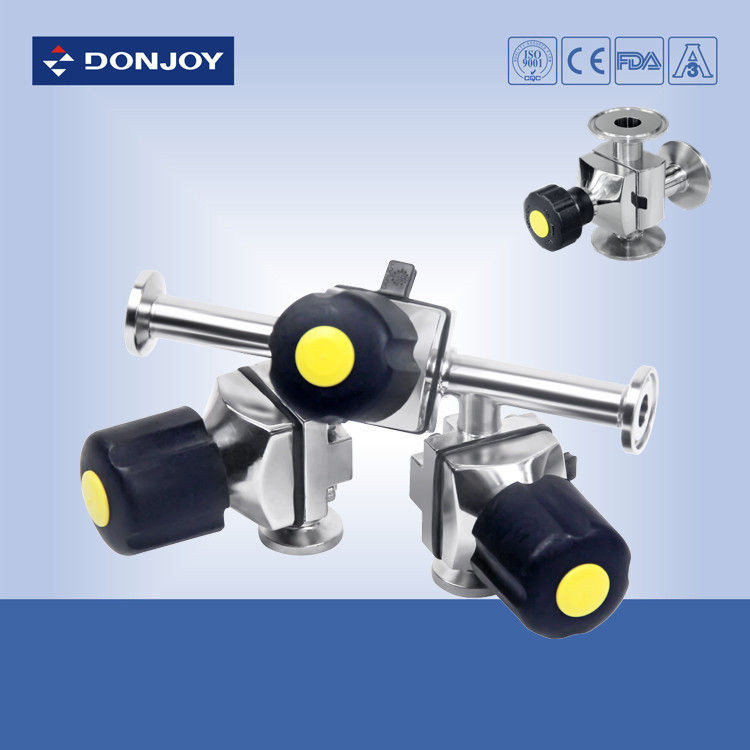 316L Mini type 3 voie Sanitaire Valve de diaphragme type L avec tri-clampe Fin
