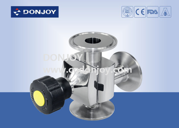 316L Mini type 3 voie Sanitaire Valve de diaphragme type L avec tri-clampe Fin