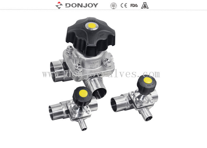 SS316L 1 pouce T type trois voies manuelle de la valve de diaphragme pour le contrôle des fluides phamacy