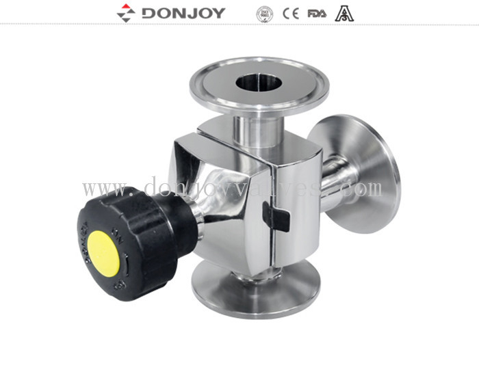316L Mini type 3 voie Sanitaire Valve de diaphragme type L avec tri-clampe Fin
