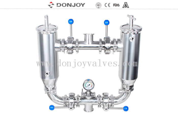 Filtre sanitaire de duplex de boisson de catégorie comestible de Donjoy avec le contrôle de soupape à diaphragme