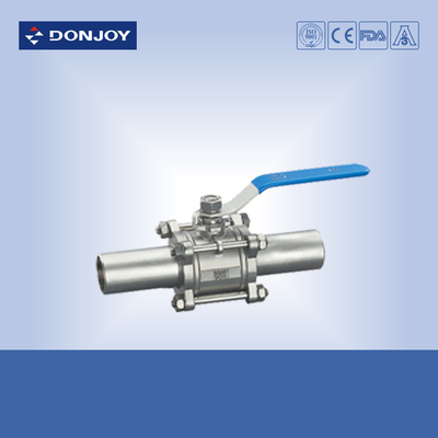 3pcs welded full port Sanitary Ball Valve With connection pipe