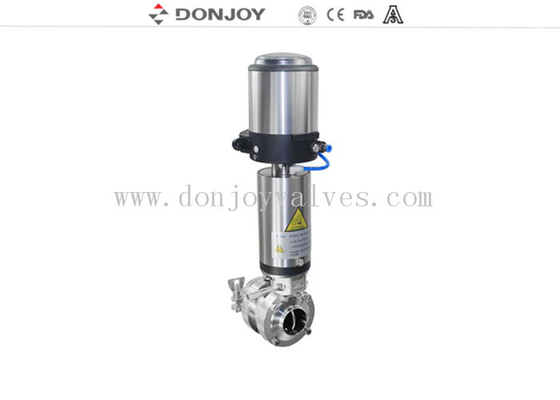 Mixproof Pneumatic double seat butterfly valve with smart head C-TOP 1"-4" SS316L