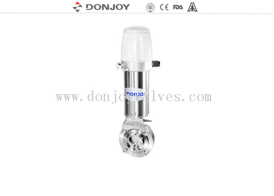 FDA Stainless steel SUS304 double acting sanitary grade pneumatic clamp butterfly valves with controller for food