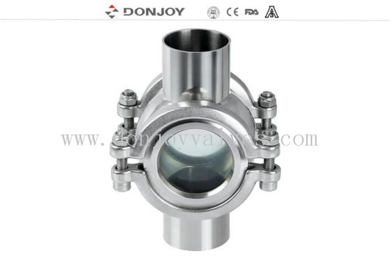 DN65 Four Way SS316L Sanitary Sight Glass Zero Dead Angle